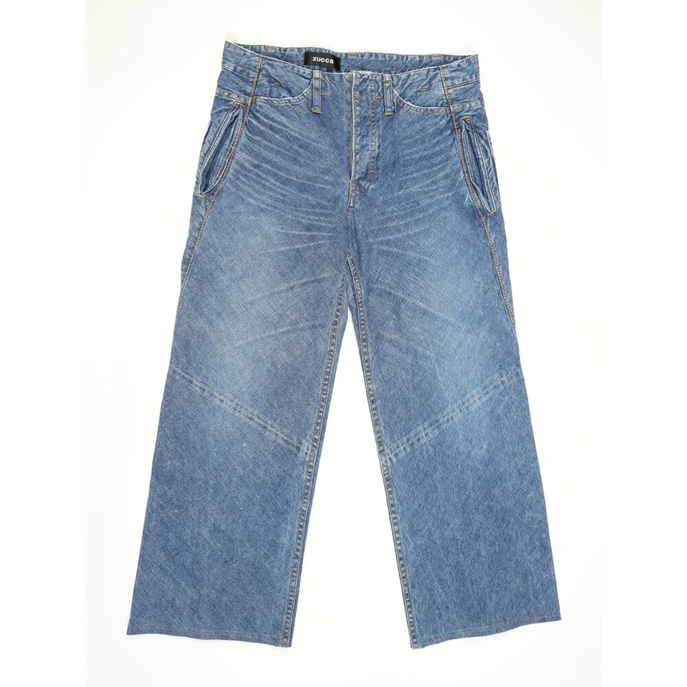 Japanese Designer Rare Zucca Architectural Wide Leg Denim Jeans Made in Japan 30 - Picture 4 of 15